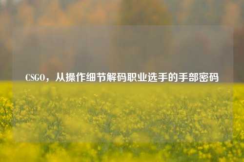 CSGO，从操作细节解码职业选手的手部密码