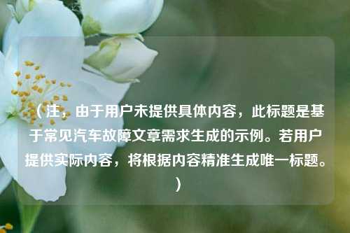 （注，由于用户未提供具体内容，此标题是基于常见汽车故障文章需求生成的示例。若用户提供实际内容，将根据内容精准生成唯一标题。）