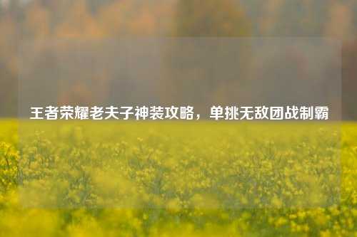 王者荣耀老夫子神装攻略，单挑无敌团战制霸