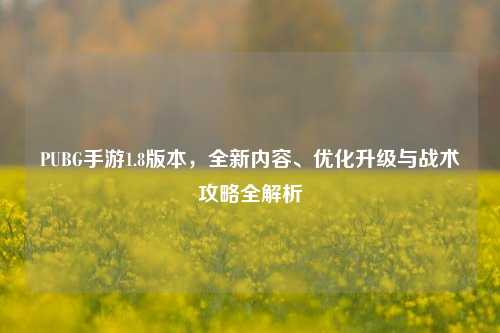 PUBG手游1.8版本，全新内容、优化升级与战术攻略全解析