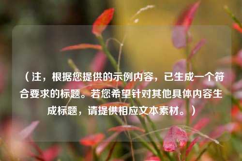 （注，根据您提供的示例内容，已生成一个符合要求的标题。若您希望针对其他具体内容生成标题，请提供相应文本素材。）