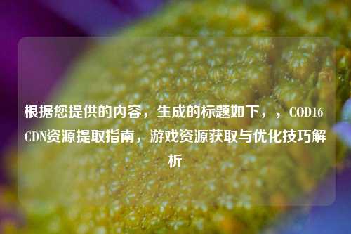 根据您提供的内容，生成的标题如下，，COD16 CDN资源提取指南，游戏资源获取与优化技巧解析