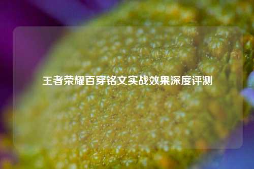 王者荣耀百穿铭文实战效果深度评测