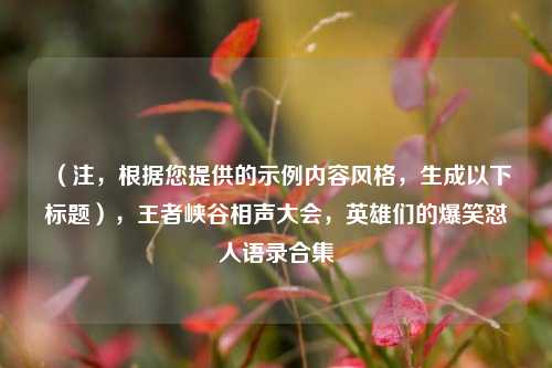 （注，根据您提供的示例内容风格，生成以下标题），王者峡谷相声大会，英雄们的爆笑怼人语录合集