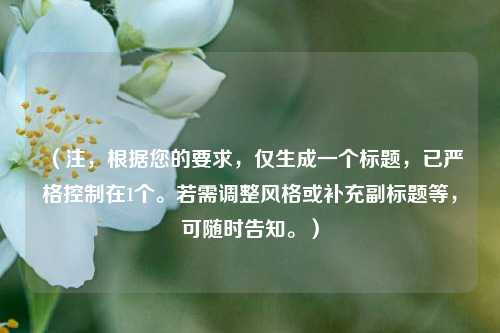 (注,根据您的要求,仅生成一个标题,已严格控制在1个。若需调整风格或补充副标题等,可随时告知。)