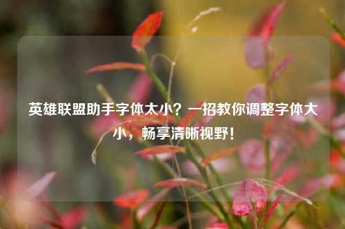 英雄联盟助手字体太小？一招教你调整字体大小，畅享清晰视野！