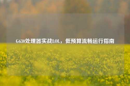 G630处理器实战LOL,低预算流畅运行指南