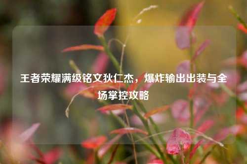 王者荣耀满级铭文狄仁杰，爆炸输出出装与全场掌控攻略