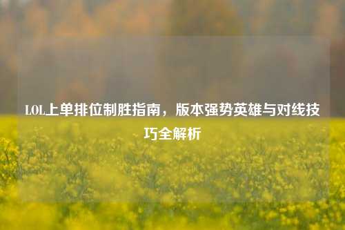 LOL上单排位制胜指南,版本强势英雄与对线技巧全解析