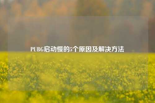 PUBG启动慢的5个原因及解决方法