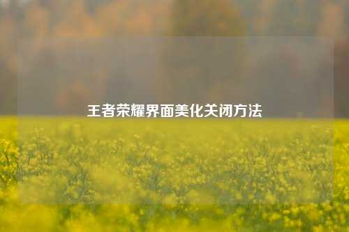 王者荣耀界面美化关闭方法
