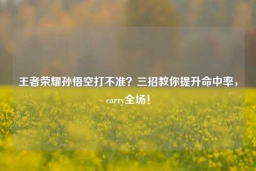 王者荣耀孙悟空打不准？三招教你提升命中率，carry全场！