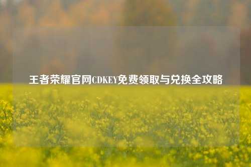 王者荣耀官网CDKEY免费领取与兑换全攻略