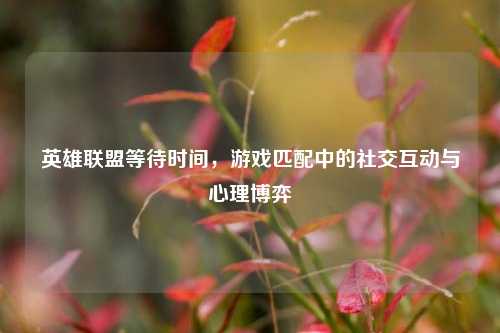 英雄联盟等待时间，游戏匹配中的社交互动与心理博弈