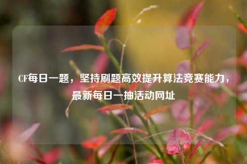 CF每日一题，坚持刷题高效提升算法竞赛能力，最新每日一抽活动网址