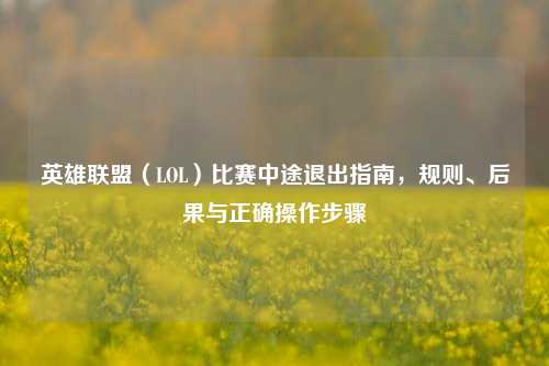 英雄联盟（LOL）比赛中途退出指南，规则、后果与正确操作步骤