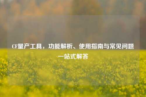 CF量产工具，功能解析、使用指南与常见问题一站式解答
