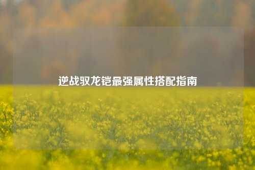 逆战驭龙铠最强属性搭配指南