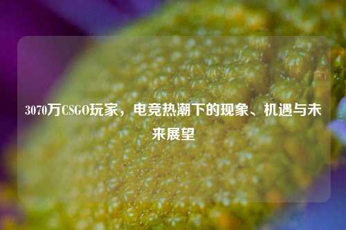 3070万CSGO玩家，电竞热潮下的现象、机遇与未来展望