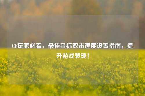 CF玩家必看,最佳鼠标双击速度设置指南,提升游戏表现!