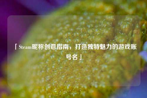 「Steam昵称创意指南,打造独特魅力的游戏账号名」