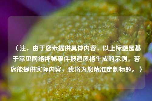 (注,由于您未提供具体内容,以上标题是基于常见网络神秘事件报道风格生成的示例。若您能提供实际内容,我将为您精准定制标题。)