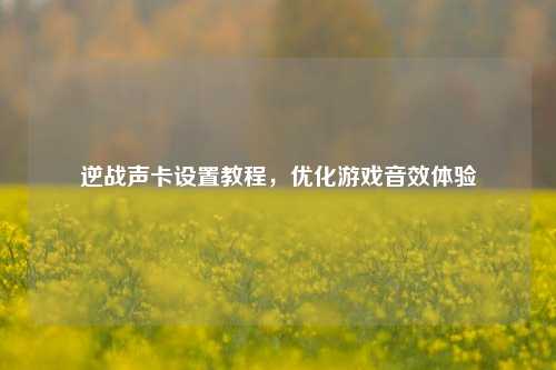 逆战声卡设置教程，优化游戏音效体验