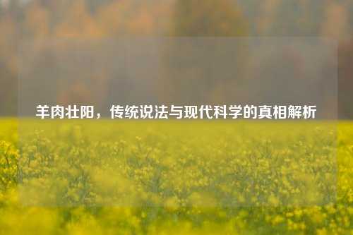 羊肉壮阳，传统说法与现代科学的真相解析