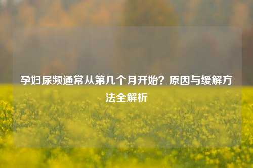 孕妇尿频通常从第几个月开始？原因与缓解方法全解析