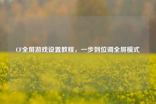 CF全屏游戏设置教程，一步到位调全屏模式