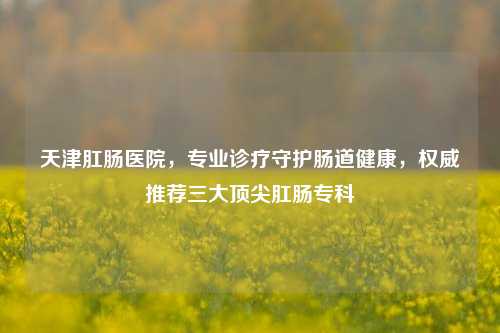 天津肛肠医院，专业诊疗守护肠道健康，权威推荐三大顶尖肛肠专科