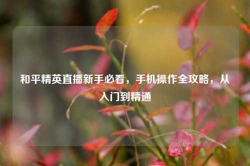 和平精英直播新手必看，手机操作全攻略，从入门到精通