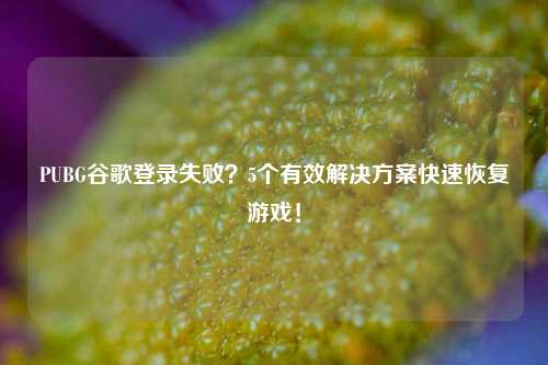 PUBG谷歌登录失败？5个有效解决方案快速恢复游戏！