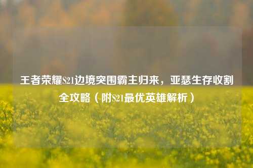 王者荣耀S21边境突围霸主归来,亚瑟生存收割全攻略(附S21最优英雄解析)
