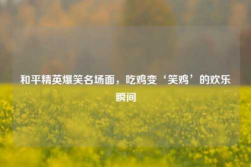 和平精英爆笑名场面，吃鸡变‘笑鸡’的欢乐瞬间