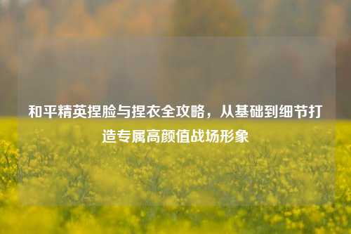 和平精英捏脸与捏衣全攻略，从基础到细节打造专属高颜值战场形象