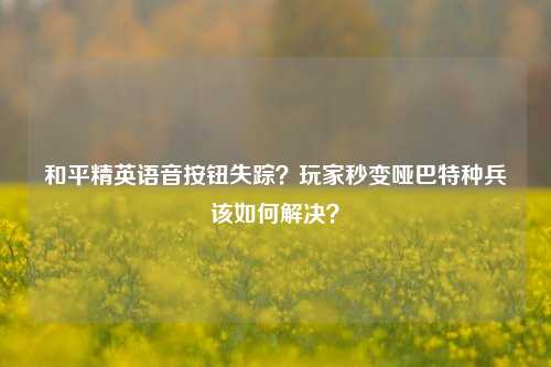 和平精英语音按钮失踪？玩家秒变哑巴特种兵该如何解决？