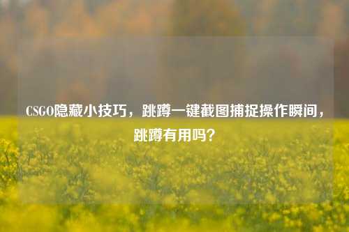 CSGO隐藏小技巧，跳蹲一键截图捕捉操作瞬间，跳蹲有用吗？