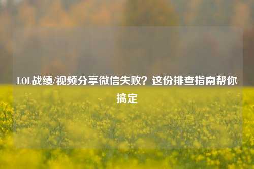LOL战绩/视频分享微信失败？这份排查指南帮你搞定