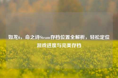 如龙6,命之诗Steam存档位置全解析,轻松定位游戏进度与完美存档