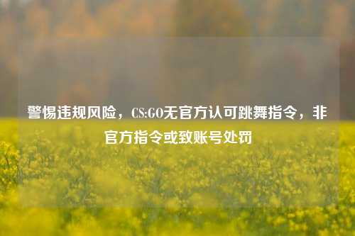 警惕违规风险，CS:GO无官方认可跳舞指令，非官方指令或致账号处罚