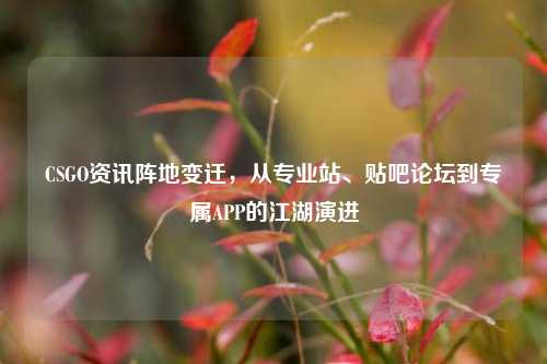 CSGO资讯阵地变迁,从专业站、贴吧论坛到专属APP的江湖演进