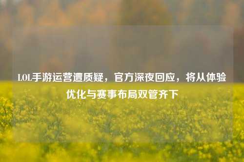 LOL手游运营遭质疑，官方深夜回应，将从体验优化与赛事布局双管齐下