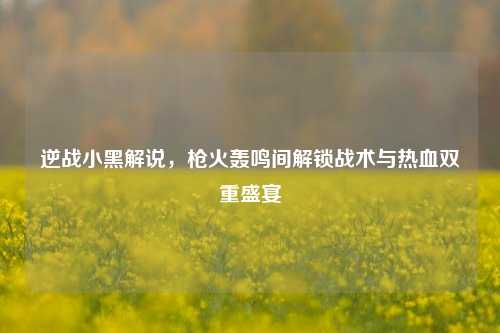 逆战小黑解说，枪火轰鸣间解锁战术与热血双重盛宴