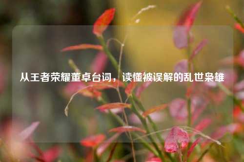 从王者荣耀董卓台词,读懂被误解的乱世枭雄