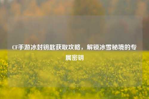 CF手游冰封钥匙获取攻略，解锁冰雪秘境的专属密钥
