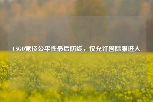 CSGO竞技公平性最后防线，仅允许国际服进入