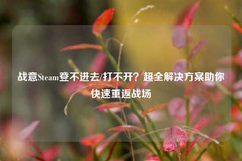 战意Steam登不进去/打不开？超全解决方案助你快速重返战场