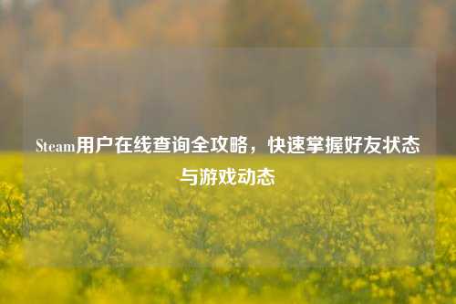 Steam用户在线查询全攻略,快速掌握好友状态与游戏动态