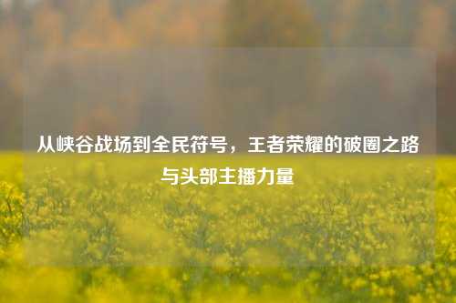 从峡谷战场到全民符号,王者荣耀的破圈之路与头部主播力量